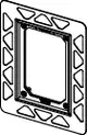 TECE Einbaurahmen mit rechteckiger Form und Halterungen für die flächenbündige Montage, in chrom glänzender Ausführung.